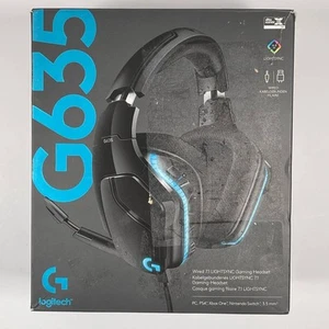 Logitech G635 DTS, X 7.1 Surround Sound LIGHTSYNC RGB PC Gaming Headset,Black - Photo 1/8