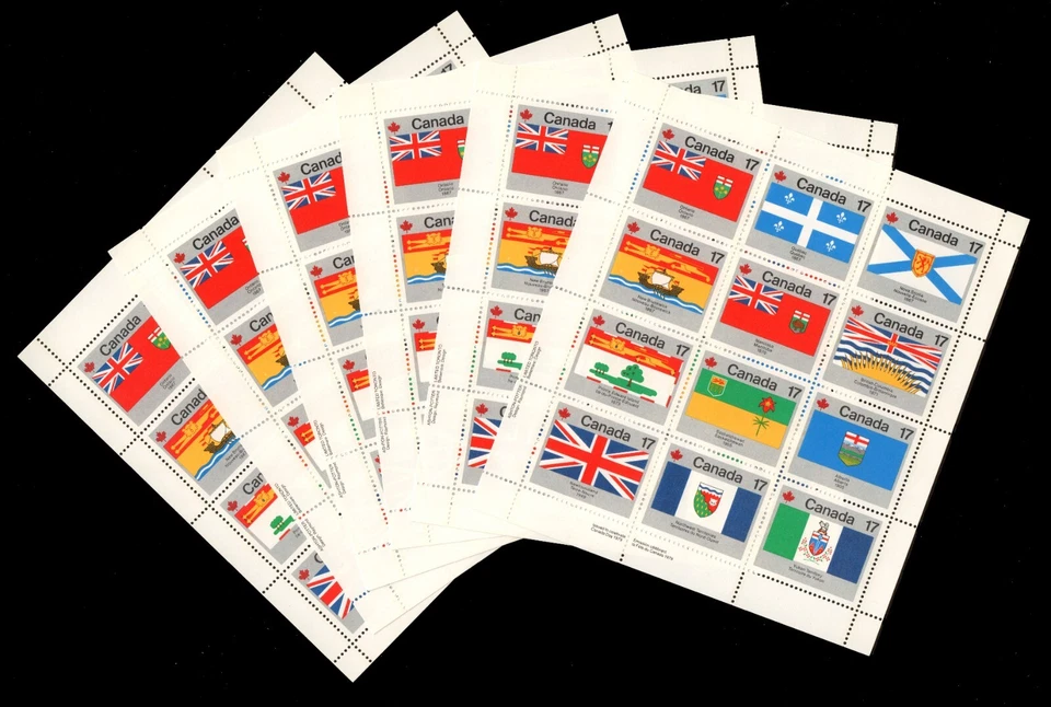 CANADA POSTAGE Sc # 821-832 Flags lot of 6 MINT NH Panes Sheets CV$24  - Image 1 of 1