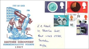 1967 British Discovery Philart  FDC London EC CDS Engine Radar TV Penicillin - Picture 1 of 2