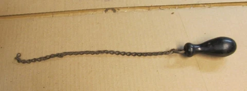 Vintage Victorian  Wood  Toilet Handle/Pull With Chain Cover