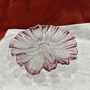 Piatto Mikasa Tulipani Rosa Satinato Floreale Vetro Smerigliato Bordo Smerlato 9" - Foto 1 di 4