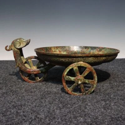 Olla de bronce antigua china de 12"" rara dinastía palacio bestia tarro recipiente de vino Foto 1 de 4