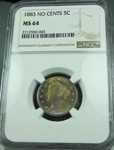 Toned 1883 "No Cents" Liberty Head Nickel - Bild 1 von 3