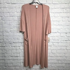 Stars Above Strickjacke Staubtuch Damen M/L Pullover lang offen mauve rose gerippt neu - Bild 1 von 13