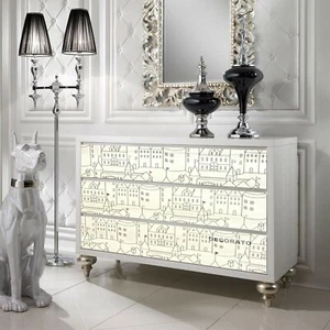 10M IVORY RETRO FABLON STICKY PLASTIC CASTLES ART DECO WALLPAPER FURNITURE UK - Picture 1 of 5