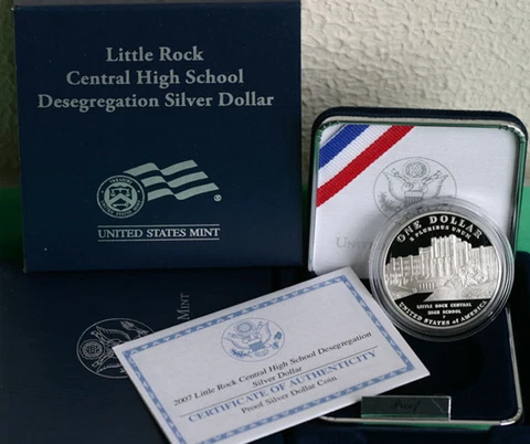 2007 Little Rock Desegregation 90% Silver Proof Dollar Commemorative US Coin Set Cover