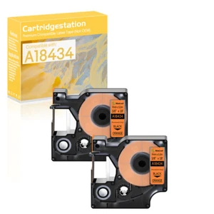 2PK Compatible para Dymo Rhino 4200 6000 A18434 IND Vinilo Naranja Etiqueta Cinta 3/8" - Imagen 1 de 12