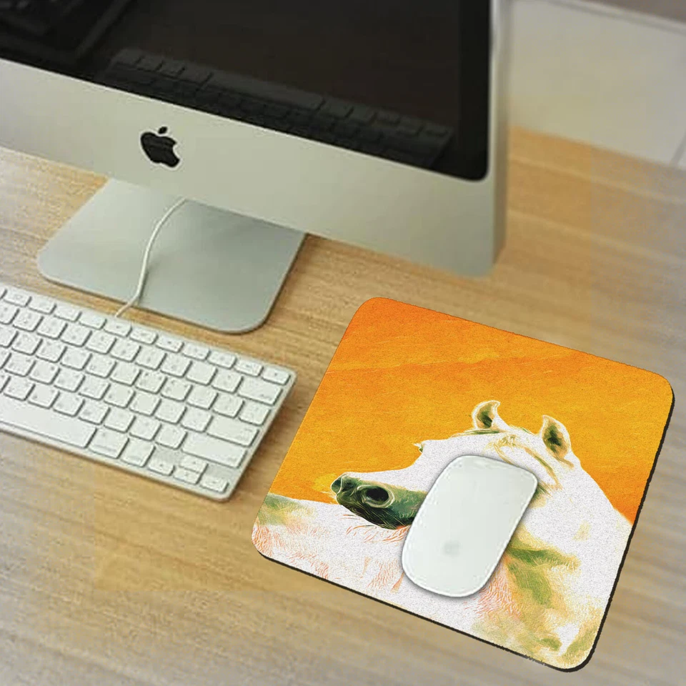 Dappled Gray Arabian Sunset Mare Mousepad Rubber Rectangle Thick - Image 1 of 1