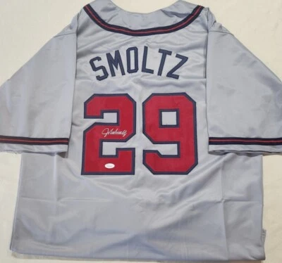 JOHN SMOLTZ signed Custom Jersey auto autograph certified size XL  - Image 1 of 2