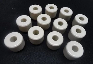 LOT OF FOUR GLAZED STEATITE CERAMIC ROLL WHEEL HIGH VOLTAGE INSULATORS No.: 328 - Picture 1 of 9