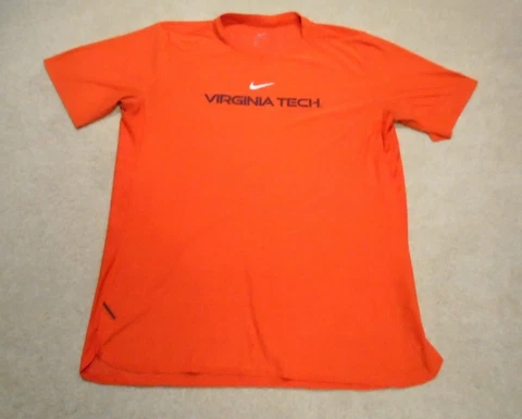 Virginia Tech T Shirt Mens XL Extra Large Orange Nike Center Swoosh Center Check Cover