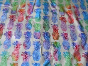Pineapple Print Cotton Fabric 1 Yard x 44" Colorful - Picture 1 of 3