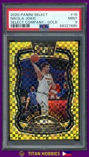 2020-21 Panini Select Company GOLD Prizm #16 Nikola Jokic GOLD Prizm /10 PSA 9