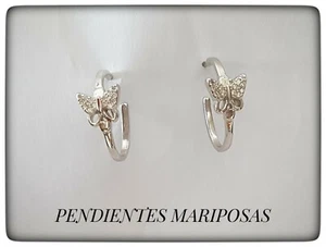 PENDIENTES MARIPOSA PLATA DE LEY AROS  BUTTERFLY EARRINGS SILVER PLATA 925 ml - Bild 1 von 6