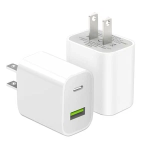 2 Pack USB C Charger Block Dual Port Type C Wall Charger Fast Charging 20W Po... - Picture 1 of 7