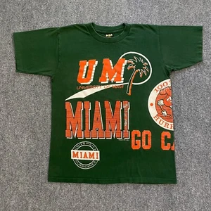Camisa estampada vintage de huracanes de la Universidad de Miami para hombre verde mediana UM - Imagen 1 de 23