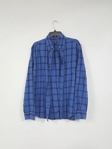 J Crew Classic Brushed Twill Blue Plaid Button Up Shirt Mens Size L - Picture 1 of 7