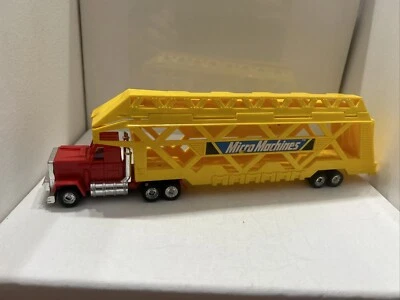 Vintage Galoob Micro Machines Red Semi-Truck And Car Carrier Trailer - 1988 OT9 - Image 1 of 4