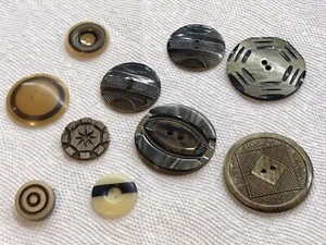 Antique Vintage Lot of 10 Early Plastic Buttons Celluloid Extruded Unique XL+ - Picture 1 of 9