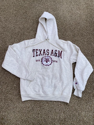 Champion Texas AM Aggies Sweatshirt Womens S Beige Pullover Hoodie Drawstring Cover