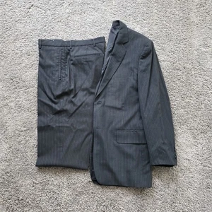 Traje de dos piezas para hombre CALVIN KLEIN GRANDE 42 R 33x30 gris carbón rojo rayas  - Imagen 1 de 13