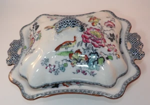 Antike Ashworth Bros Eisenstein Blumen Gemüse Servier Terrine Schüssel um 1910 sehr guter Zustand - Bild 1 von 12