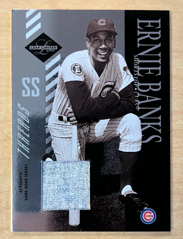 2003 Leaf Limited #170 Ernie Banks Game Worn Jersey Threads Parallel /50 Cubs - Image 1 of 2