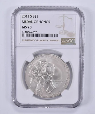 2011-S Medal Of Honor Commemorative Dollar MS70 NGC Brown Label *6152 - Image 1 of 4