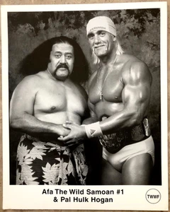 Afa The Wild Samoan & Hulk Hogan Original Promo Photo 8x10 WWE WWF - Very RARE - Picture 1 of 1