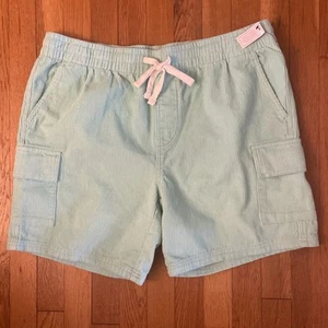 No Boundaries Men Corduroy Cargo Shorts Carribean Blue Drawstring Sz L 36-38 NEW - Picture 1 of 6