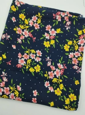 Black Floral Viscose Cotton Fabric – Drapey Soft Material by Yard (150 cm / 59") - Image 1 of 4