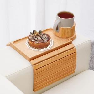 Couch Cup Holder Tray, 3 in 1 Couch Arm Table,Large Sofa Arm Rest Tray with 3... - Picture 1 of 9
