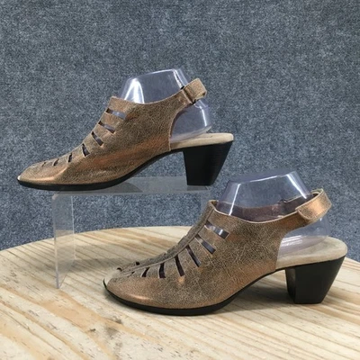 Munro American Sandals Womens 11M Abby Slingback Gold Peep Toe Casual Cone Heels - Image 1 of 4