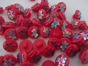 50 x Iridescent Teddy Bear Buttons Rainbow Foil Novelty 13mm Red P43 - Picture 1 of 2