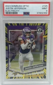 2023 Panini Donruss Optic Justin Jefferson Electricity PSA 9 /69 #125 - Picture 1 of 2
