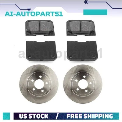 For 1974 Jaguar V12 1973-1979 Jaguar XJ12 Rear Brake Rotors + Brake Pads Kit - Image 1 of 4