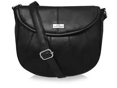 QUENCHY LONDON CLEARANCE Womens Handbag REAL Leather Cross-Body Small Shoulder Bag Black