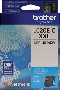 Cartouches d'encre cyan neuves d'origine Brother LC20E MFC-J5920DW - Photo 1/2