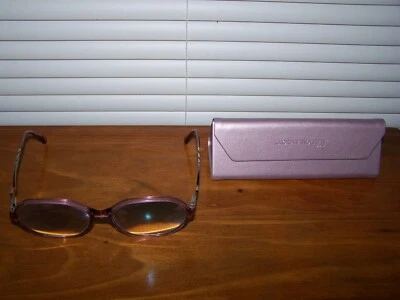 Vintage Gloria Vanderbilt Lavender Eyeglasses Zyloware With Case Large Rim - Image 1 of 4