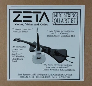1991 Zeta elektrische Geigen Vintage Druck Anzeige - Bild 1 von 1