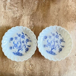 Limoges Frankreich handbemalter Butterteller 2 Schalen blau bemalt Blumen - Bild 1 von 3