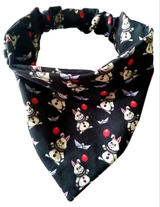Scrunchie Back Elasticated Dog Bandana Size Medium, Horror Themed,Gifts For Pets - Picture 1 of 4