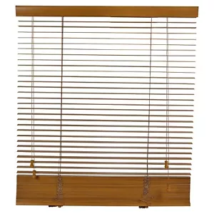 Persianas venecianas de madera listones de madera real cortinas horizontales para ventanas todos los tamaños miel - Imagen 1 de 3