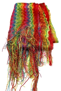 Schal Regenbogen Chevron Strick Design Schicht transparent leicht Festival Saison MÄNGEL - Bild 1 von 8