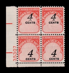 MOMEN: US STAMPS #J92 VAR. PLATE BLOCK DUE MINT OG NH VF+ PF CERT LOT #82165 - Picture 1 of 3