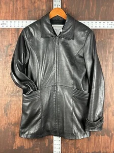Marvin Richards Leather Jacket Coat Full Zip Black Vintage Women’s Medium J Perc - Picture 1 of 9