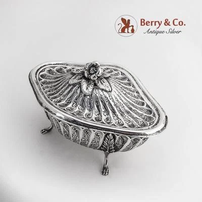 Ornate Sugar Bowl with Lid Hand Decorated 800 Silver Romeo Miracoli Milan 1960 - Image 1 of 4