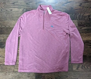 Mens Tommy Bahama Via Del Mar 1/2 Half Zip Long Sleeve Shirt Purple Sz L - Picture 1 of 7