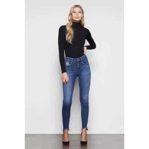 Good American New Womens Size 2 Black Ruched Mock Neck Long Sleeve Bodysuit - Picture 1 of 5