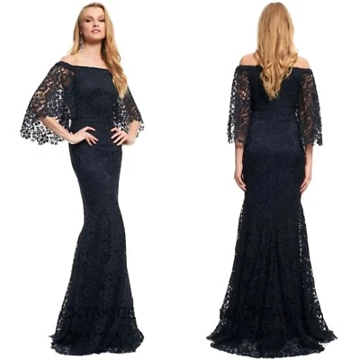 Vestido Sirena Theia Couture Fuera del Hombro Floral Encaje Talla 0 Foto 1 de 4